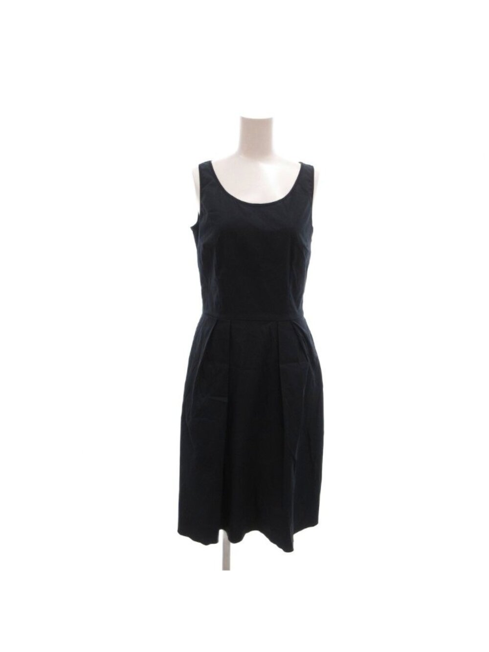 Prada Dress Sleeveless Knee-Length Tuck Navy 40